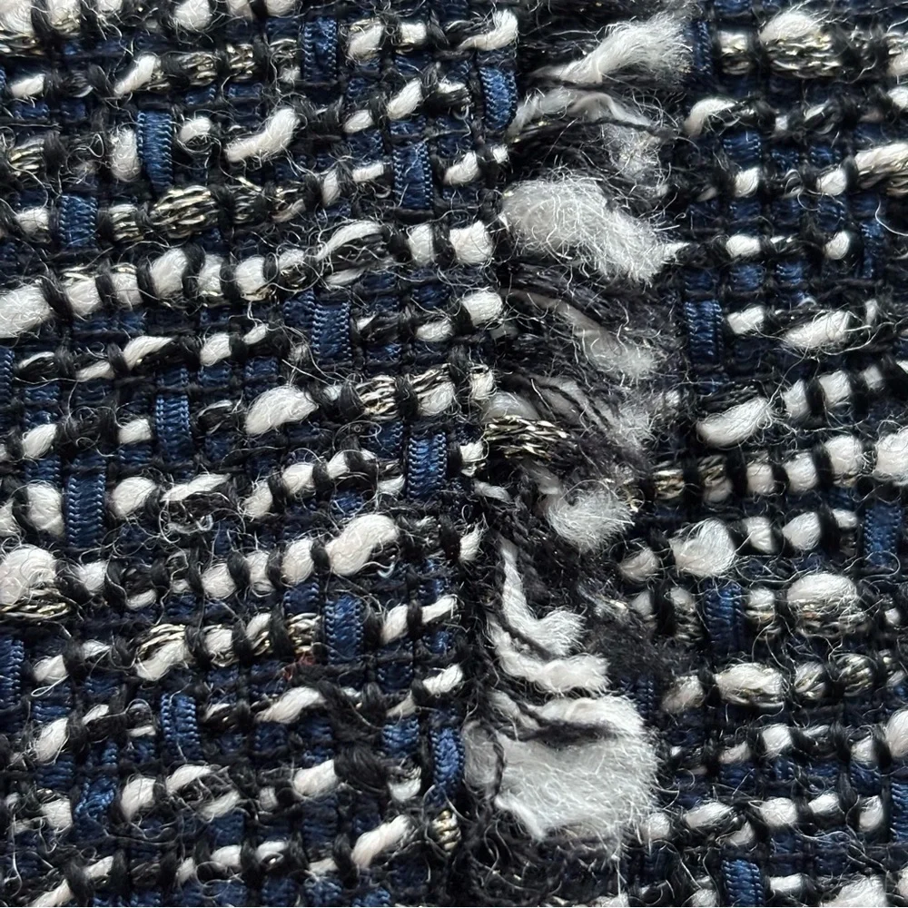 J. Crew Faux Wrap Navy/Off-White Tweed Pencil Skirt, Size 8